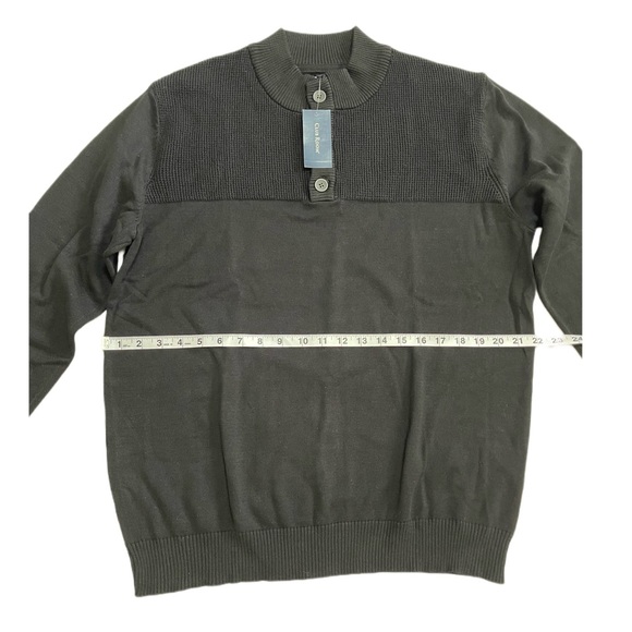 Club Room Mens Button Mock Neck Sweater Size L Deep Black - Picture 9 of 10